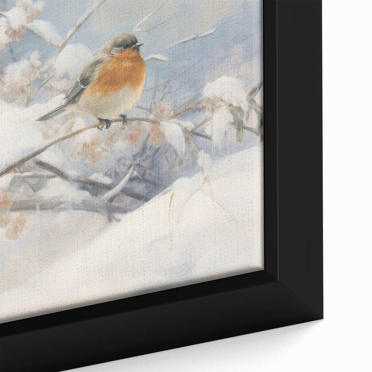 Vintage Animal Art - Winter Birds on Snowy Branches