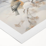 Vintage Animal Art - Winter Birds on Snowy Branches
