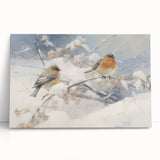 Vintage Animal Art - Winter Birds on Snowy Branches