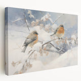 Vintage Animal Art - Winter Birds on Snowy Branches