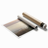 Vintage Animal Art - Shepherd with Sheep at Sunset by the Sea