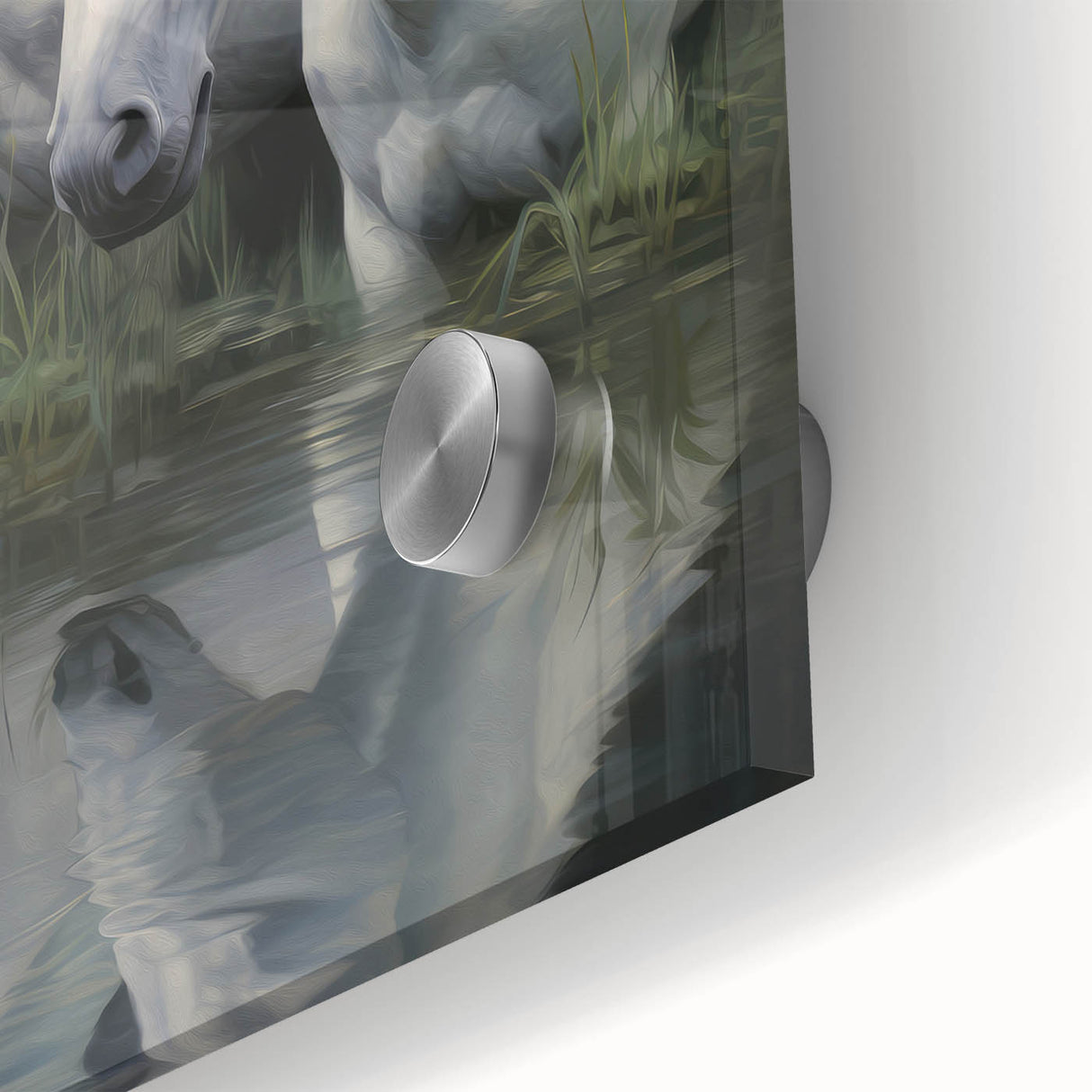 Vintage Animal Art: White Horses – Retro Wildlife Illustration