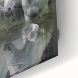Vintage Animal Art: White Horses – Retro Wildlife Illustration