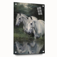 Vintage Animal Art: White Horses – Retro Wildlife Illustration