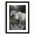 Vintage Animal Art: White Horses – Retro Wildlife Illustration
