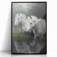 Vintage Animal Art: White Horses – Retro Wildlife Illustration