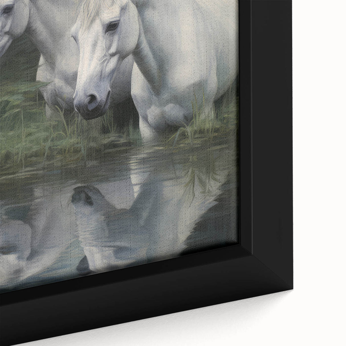 Vintage Animal Art: White Horses – Retro Wildlife Illustration