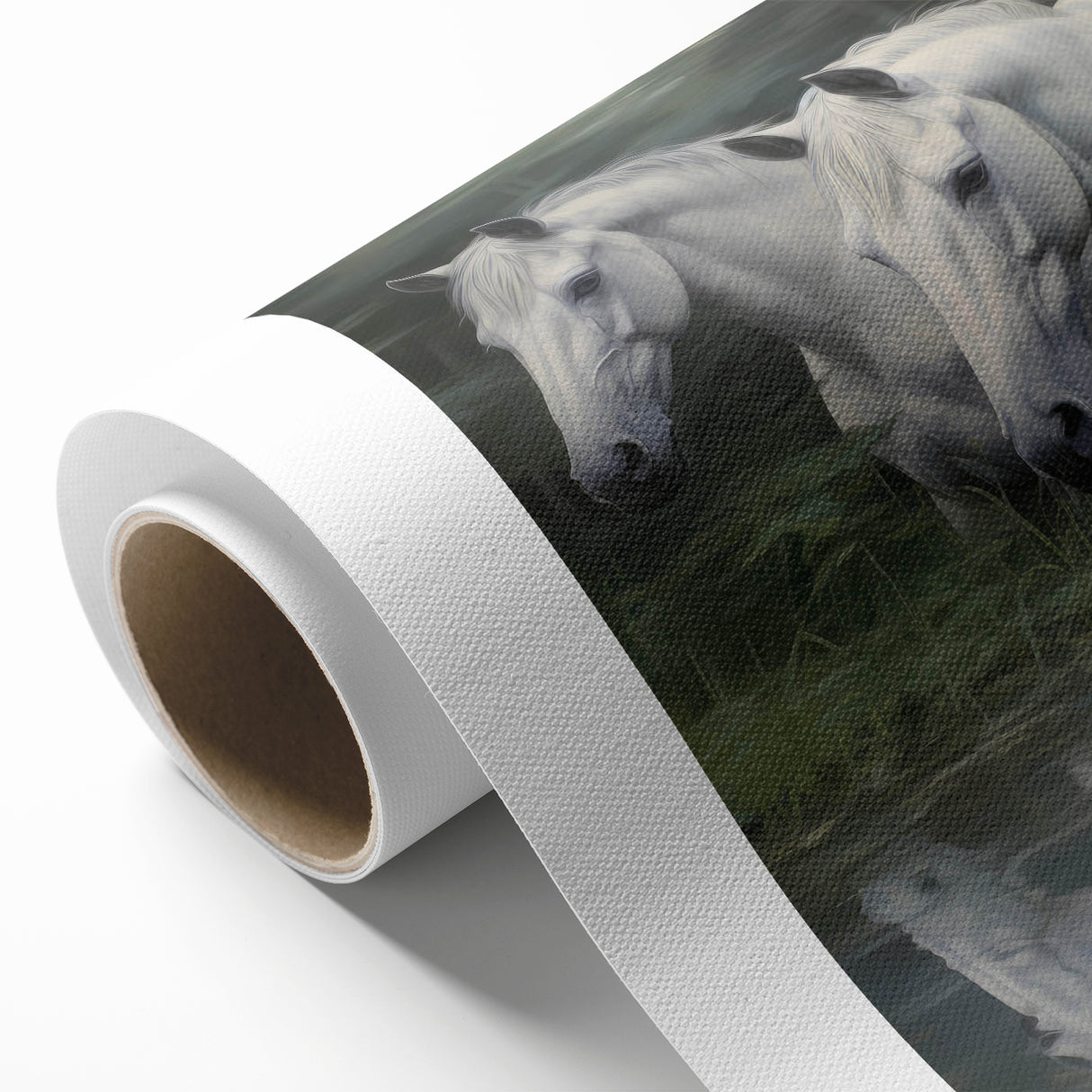 Vintage Animal Art: White Horses – Retro Wildlife Illustration