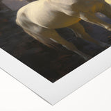 Vintage Animal Art - Majestic White Horse in Forest Setting