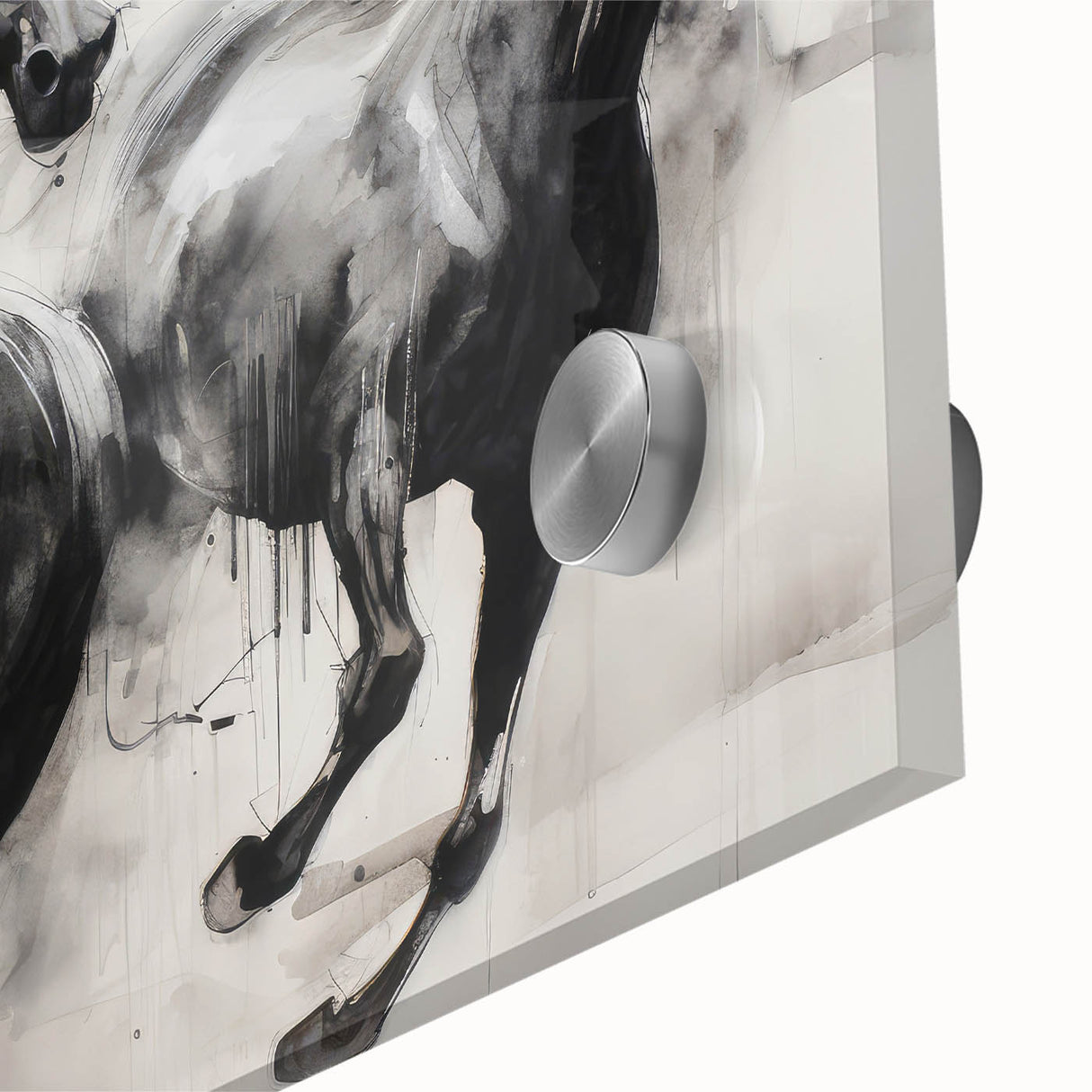 Vintage Animal Art - Powerful Running Black Horses