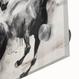 Vintage Animal Art - Powerful Running Black Horses