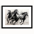 Vintage Animal Art - Powerful Running Black Horses