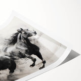 Vintage Animal Art - Powerful Running Black Horses