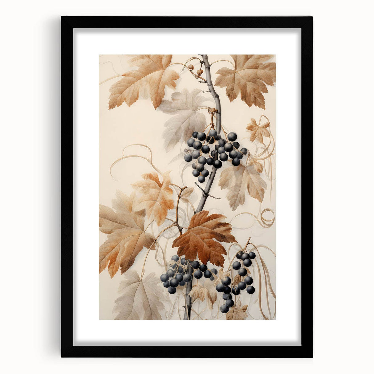 Vintage Botanical Art Prints – Antique Grapevine Floral Illustration