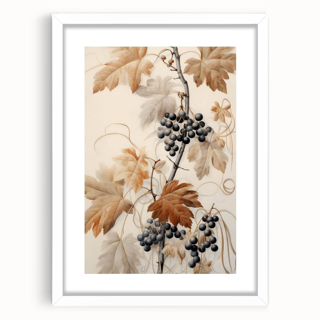 Vintage Botanical Art Prints – Antique Grapevine Floral Illustration