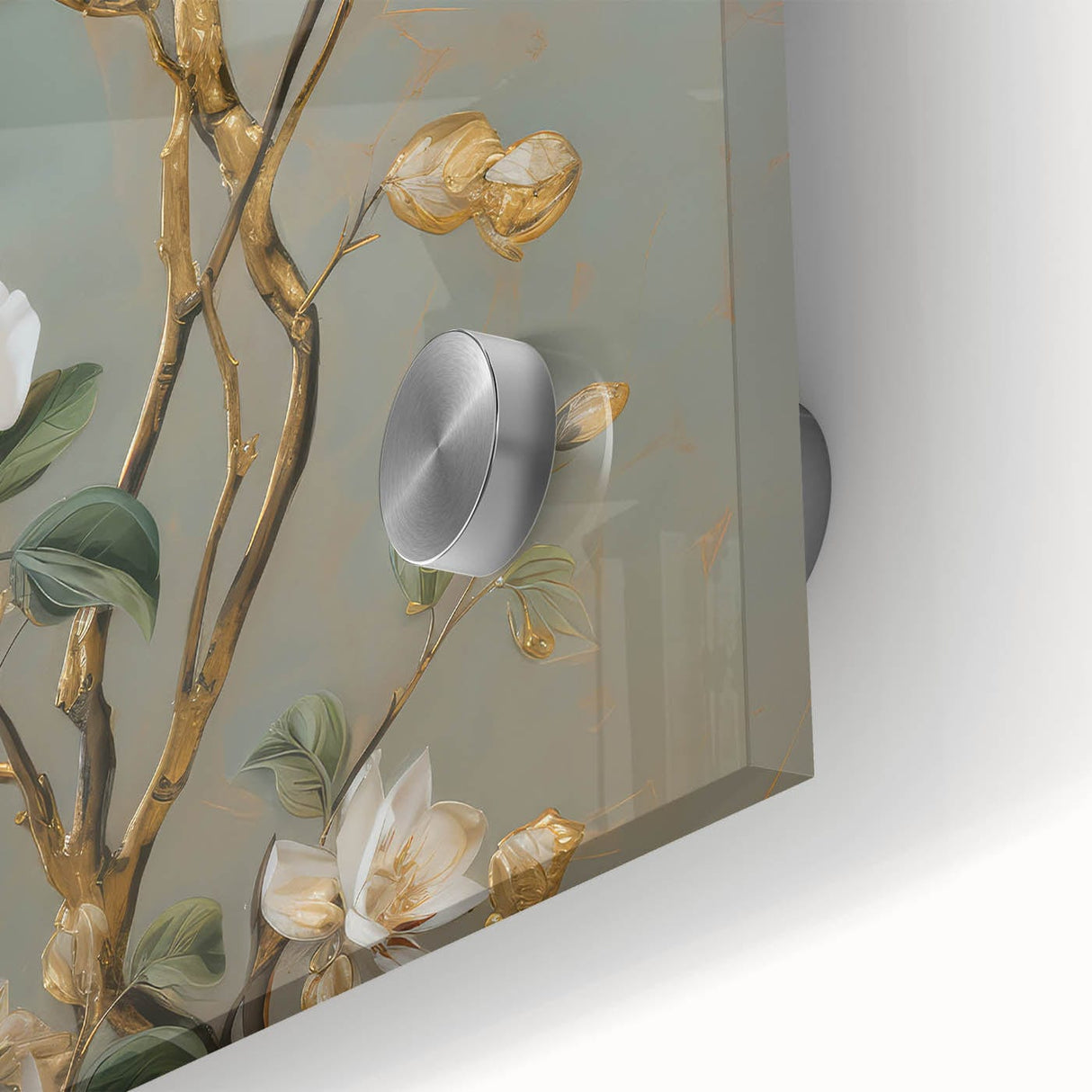 Vintage Botanical Art Prints – White Floral Illustration with Gold Accents