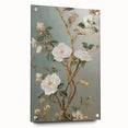 Vintage Botanical Art Prints – White Floral Illustration with Gold Accents