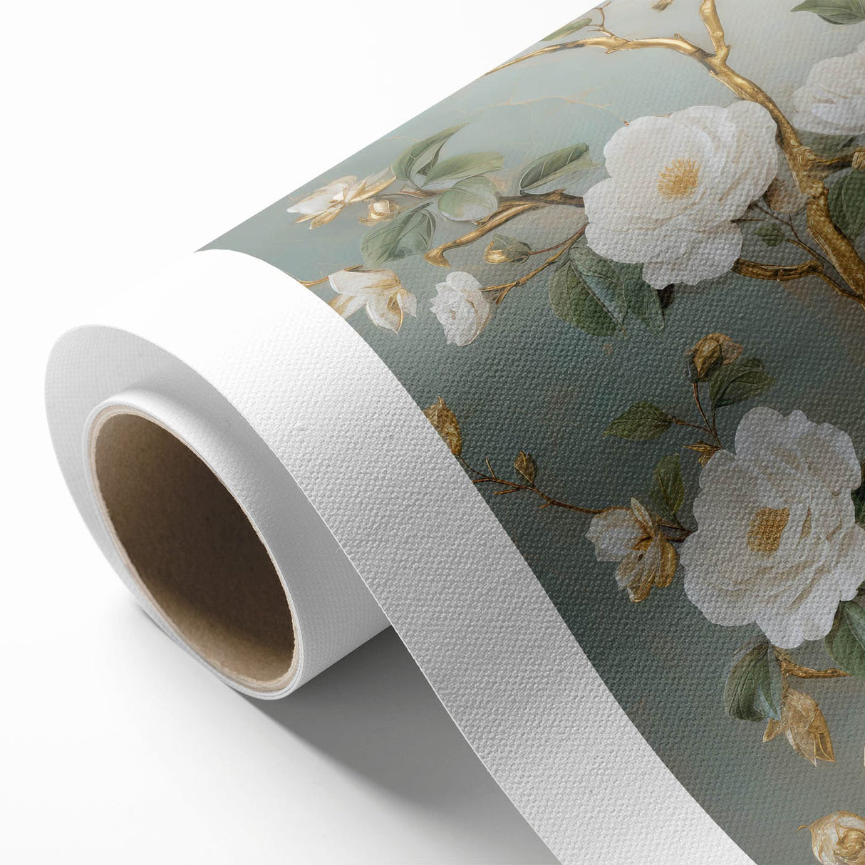 Vintage Botanical Art Prints – White Floral Illustration with Gold Accents