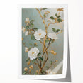 Vintage Botanical Art Prints – White Floral Illustration with Gold Accents