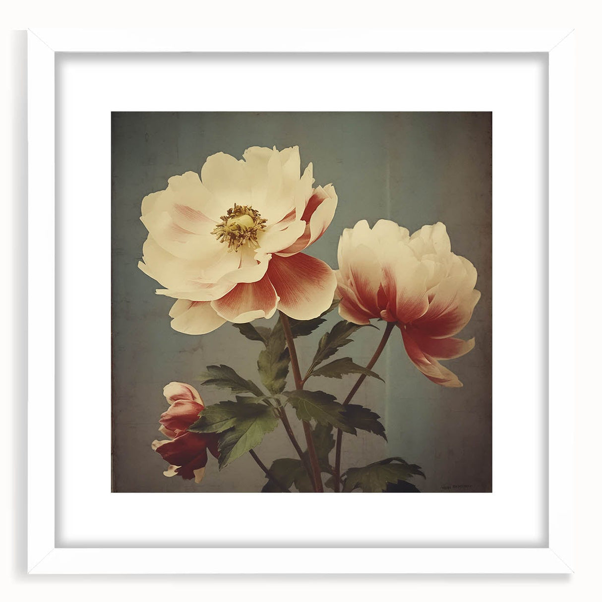 Vintage Botanical Art Prints – Peony Floral Illustration with Pastel Tones
