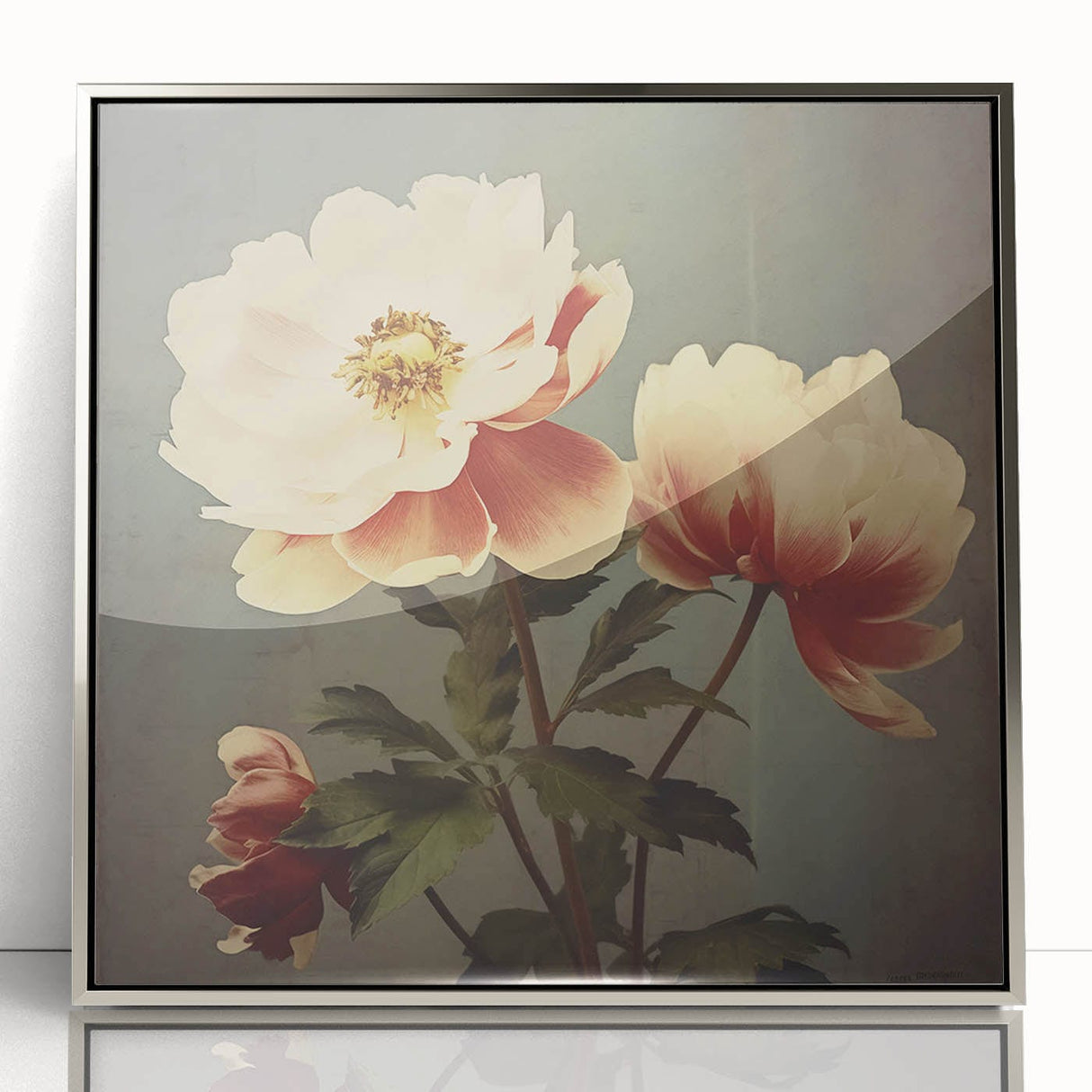 Vintage Botanical Art Prints – Peony Floral Illustration with Pastel Tones