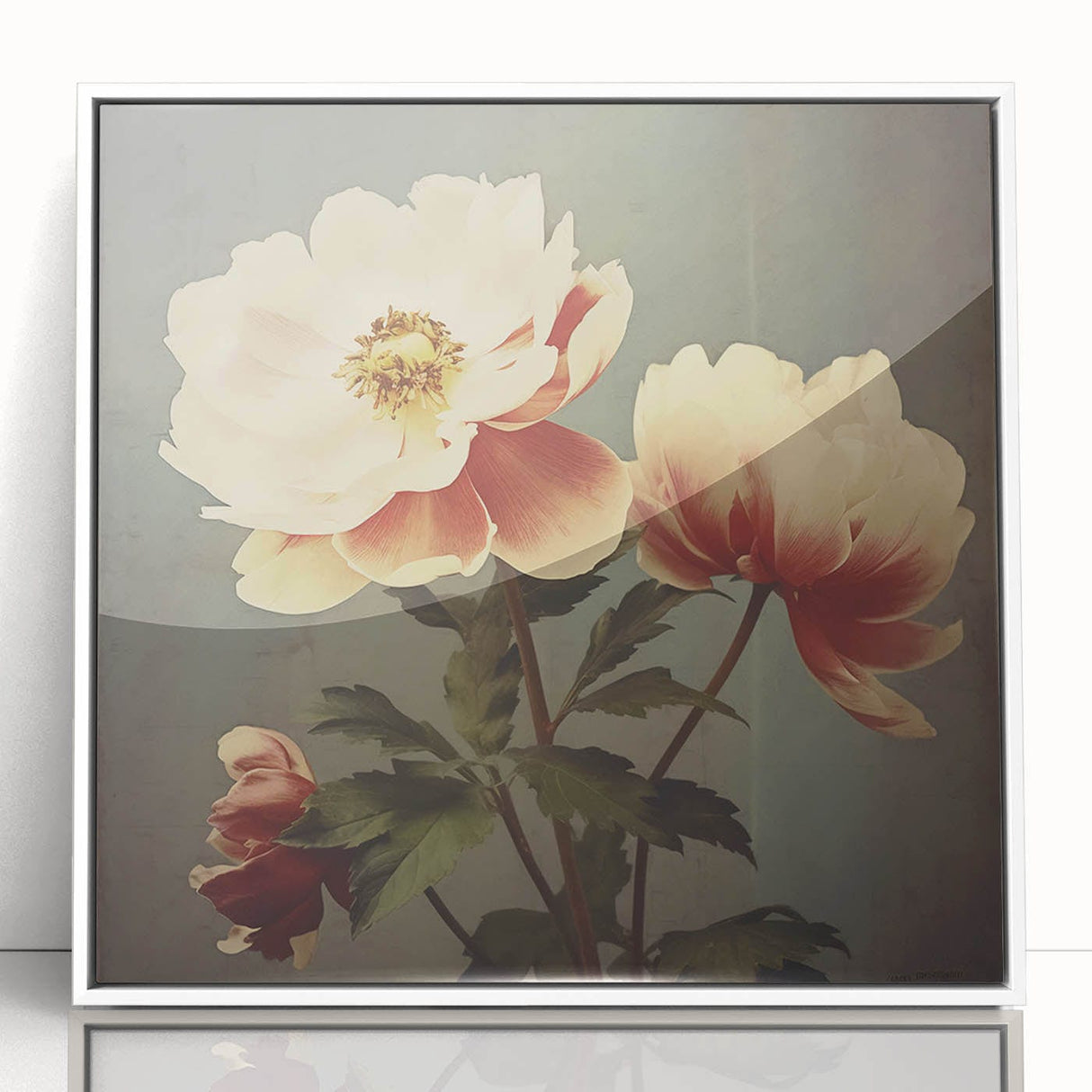 Vintage Botanical Art Prints – Peony Floral Illustration with Pastel Tones