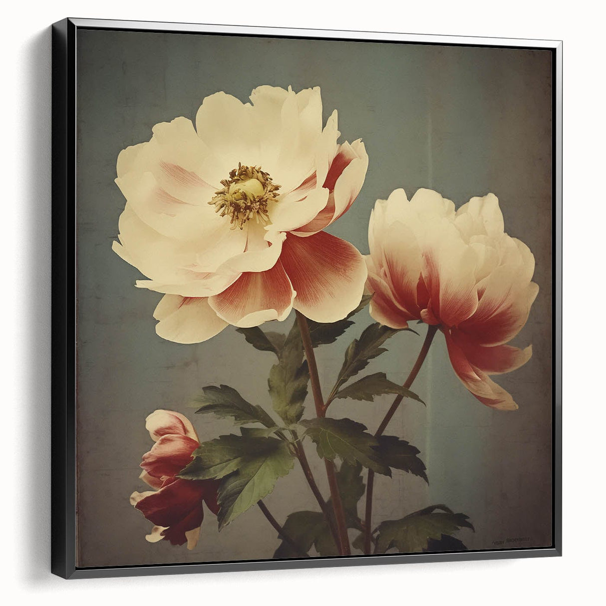 Vintage Botanical Art Prints – Peony Floral Illustration with Pastel Tones
