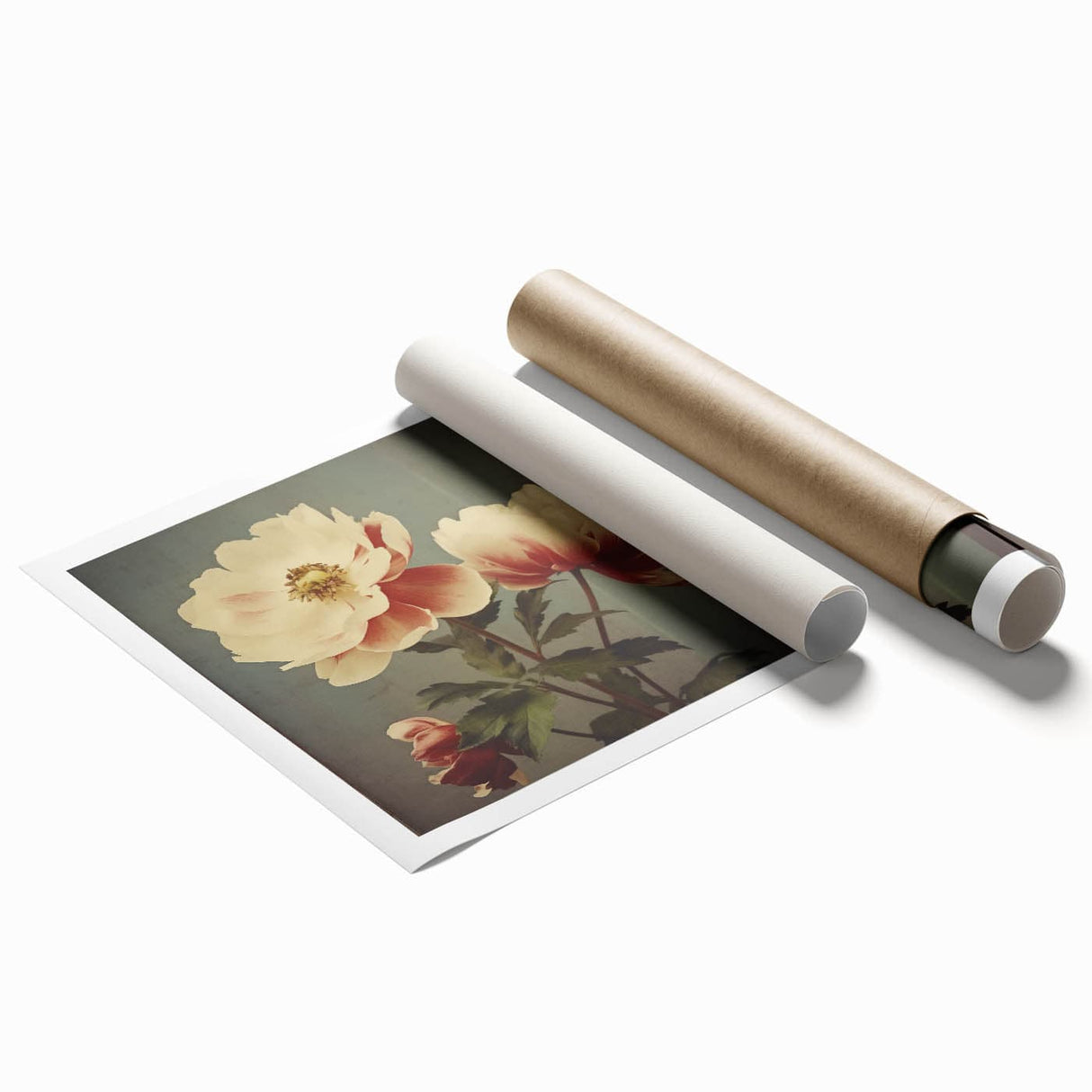 Vintage Botanical Art Prints – Peony Floral Illustration with Pastel Tones