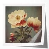 Vintage Botanical Art Prints – Peony Floral Illustration with Pastel Tones