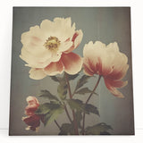 Vintage Botanical Art Prints – Peony Floral Illustration with Pastel Tones