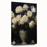 Vintage Botanical Art Prints – White Roses in Vase Illustration