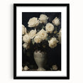 Vintage Botanical Art Prints – White Roses in Vase Illustration