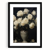 Vintage Botanical Art Prints – White Roses in Vase Illustration