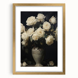 Vintage Botanical Art Prints – White Roses in Vase Illustration