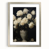 Vintage Botanical Art Prints – White Roses in Vase Illustration