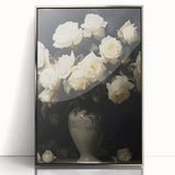 Vintage Botanical Art Prints – White Roses in Vase Illustration