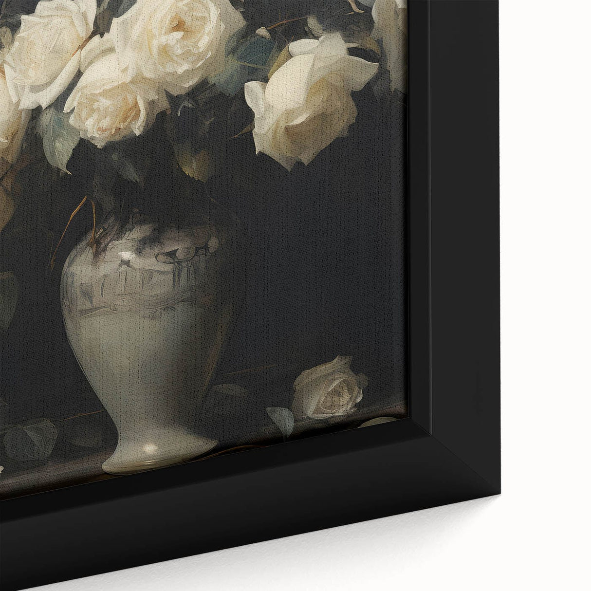 Vintage Botanical Art Prints – White Roses in Vase Illustration