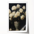 Vintage Botanical Art Prints – White Roses in Vase Illustration