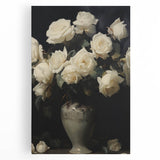 Vintage Botanical Art Prints – White Roses in Vase Illustration
