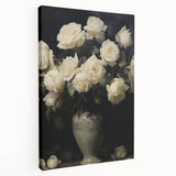 Vintage Botanical Art Prints – White Roses in Vase Illustration