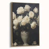 Vintage Botanical Art Prints – White Roses in Vase Illustration