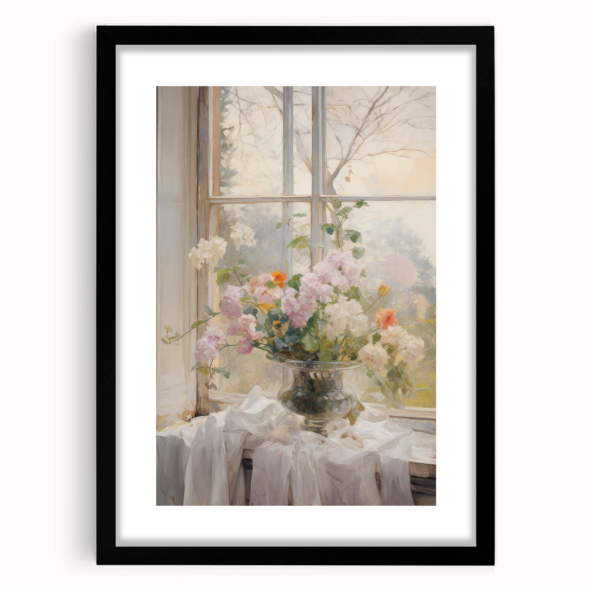 Vintage Botanical Art Prints – Soft Floral Arrangement in Vase