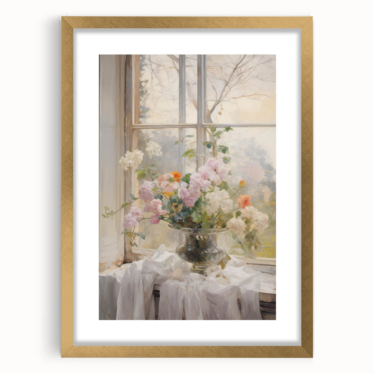 Vintage Botanical Art Prints – Soft Floral Arrangement in Vase