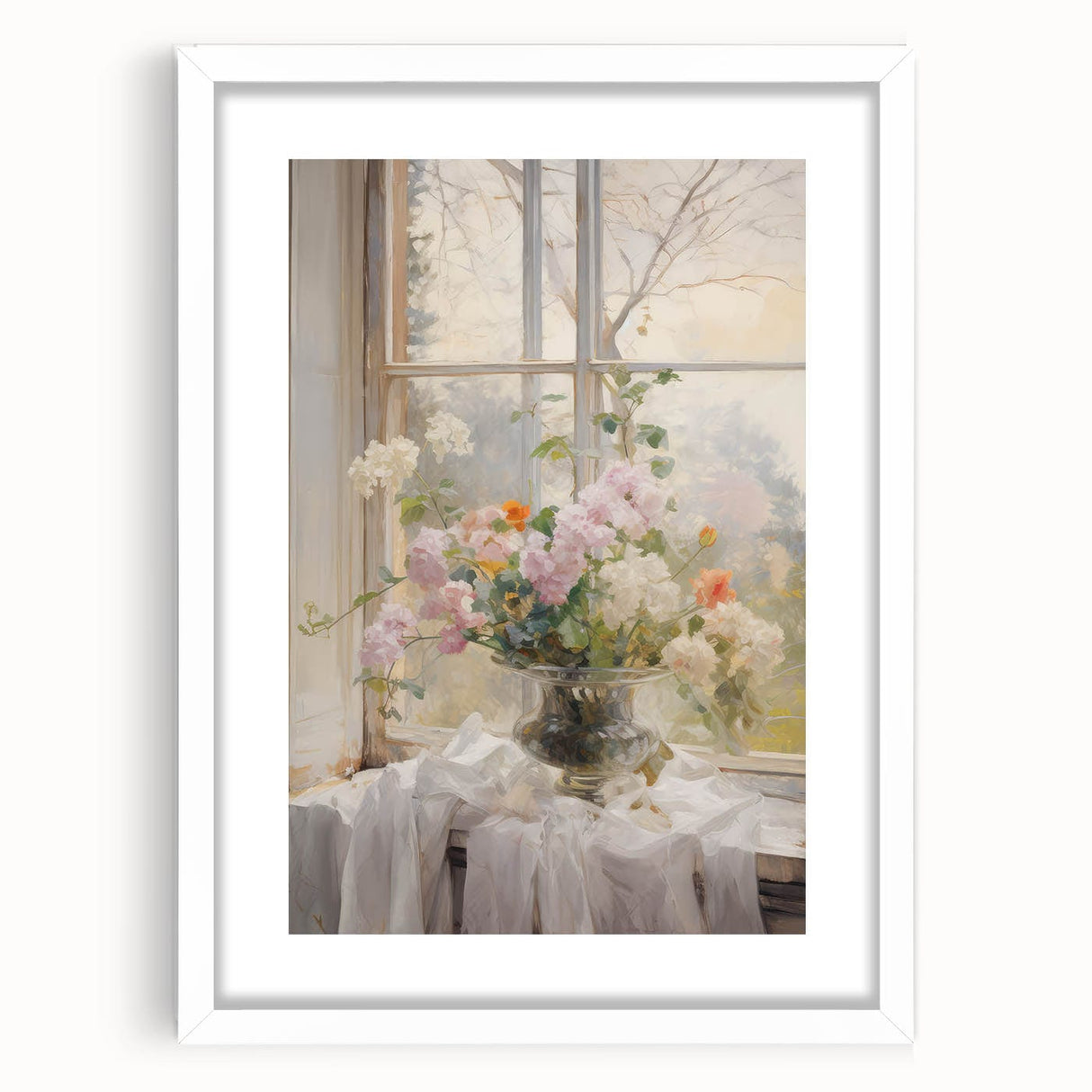 Vintage Botanical Art Prints – Soft Floral Arrangement in Vase