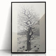 Vintage Botanical Art Prints – Snowy Tree Illustration in Black and White