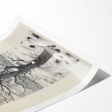 Vintage Botanical Art Prints – Snowy Tree Illustration in Black and White