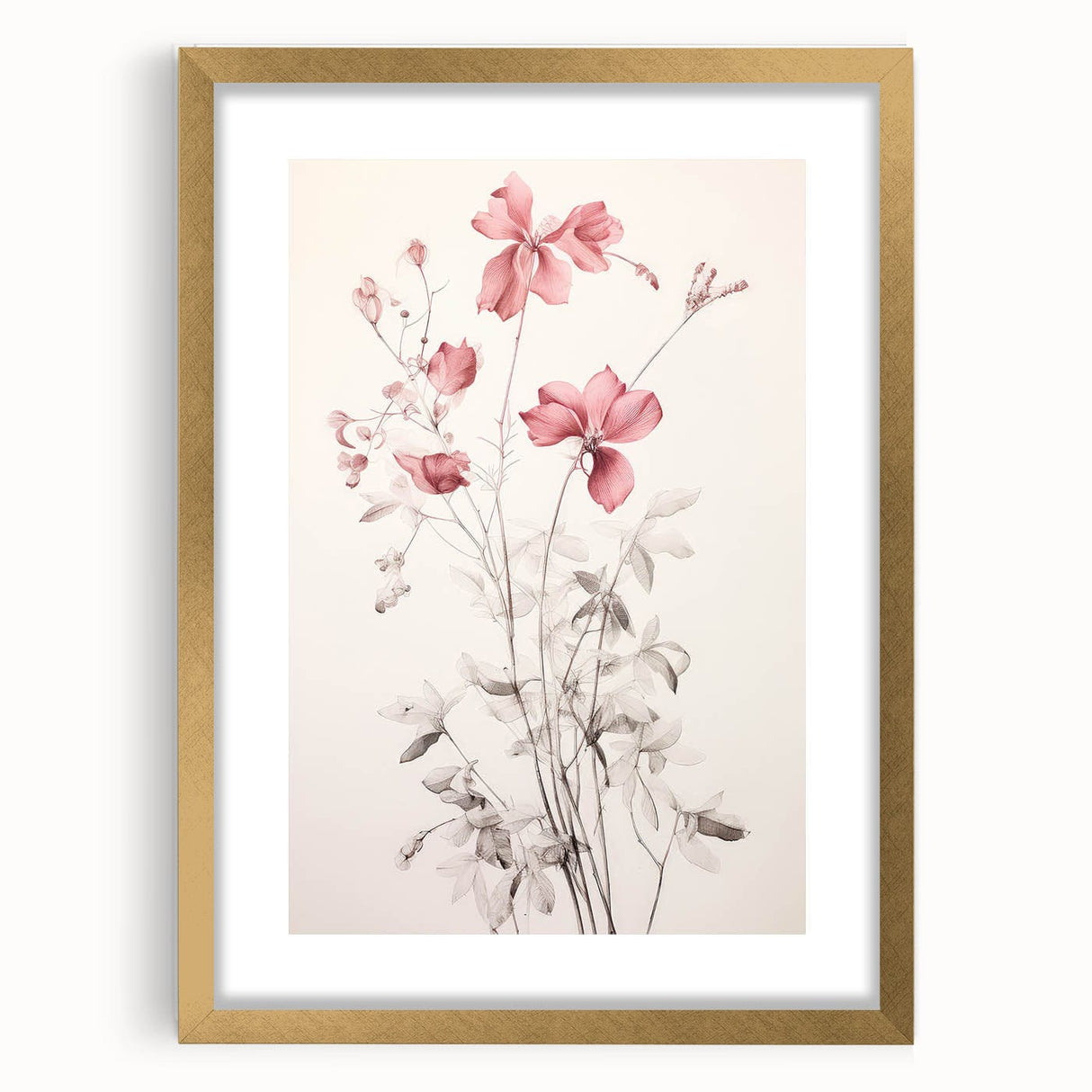 Vintage Botanical Art Prints – Soft Pink Floral Illustration
