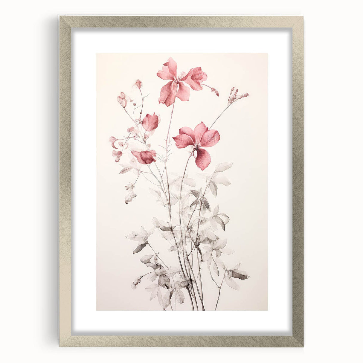 Vintage Botanical Art Prints – Soft Pink Floral Illustration
