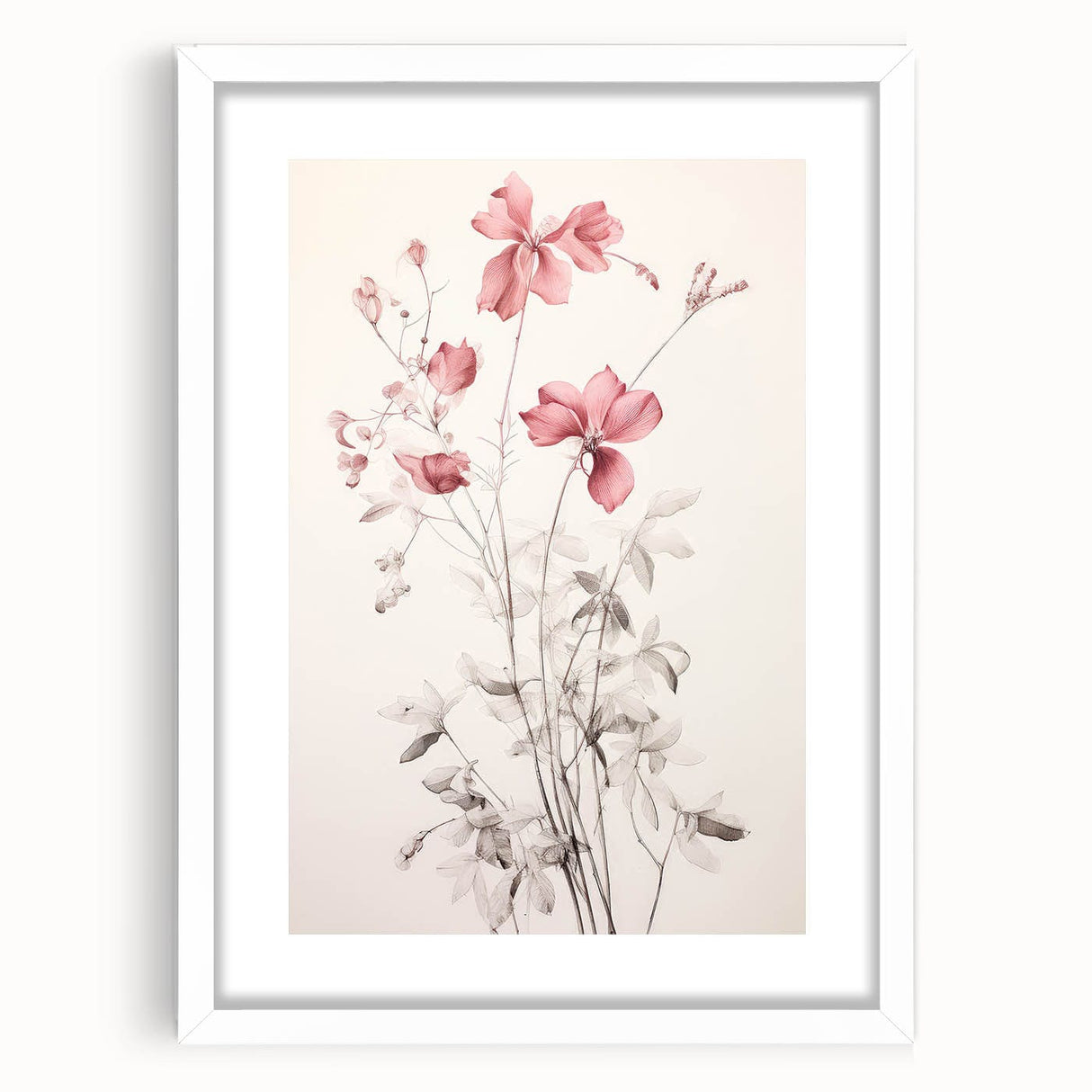 Vintage Botanical Art Prints – Soft Pink Floral Illustration