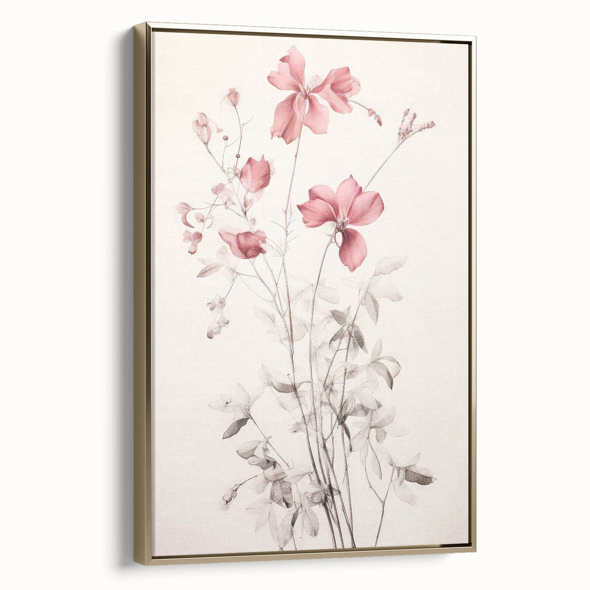 Vintage Botanical Art Prints – Soft Pink Floral Illustration